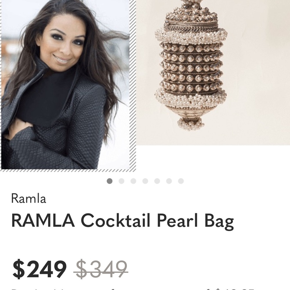 RAMLA cocktail pearl bag silver clutch handbag wristlet - Picture 5 of 17